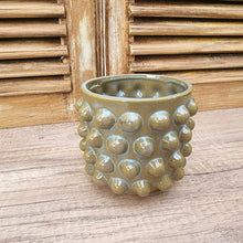 Load image into Gallery viewer, The Leaferie Pinka pot. 3 colours ceramic pot with studs.