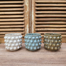 Load image into Gallery viewer, The Leaferie Pinka pot. 3 colours ceramic pot with studs.