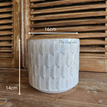 Load image into Gallery viewer, The Leaferie Kariba white pot. ceramic material.