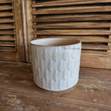 Load image into Gallery viewer, The Leaferie Kariba white pot. ceramic material.
