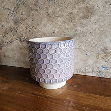 Load image into Gallery viewer, the Leaferie truro purple bee hive pot. ceramic material