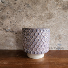 Load image into Gallery viewer, the Leaferie truro purple bee hive pot. ceramic material