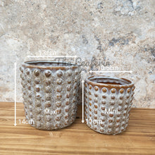 Load image into Gallery viewer, The Leaferie Konrad ceramic pot. 2 sizes. flowerpot with studs