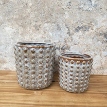 Load image into Gallery viewer, The Leaferie Konrad ceramic pot. 2 sizes. flowerpot with studs