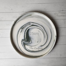 Load image into Gallery viewer, The Leaferie Marbled like round ceramic trays. 6 designs. white marble . top view of size 25cm