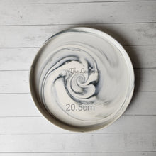 Load image into Gallery viewer, The Leaferie Marbled like round ceramic trays. 6 designs. white marble . top view of size 20.5cm