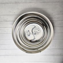 Load image into Gallery viewer, The Leaferie Marbled like round ceramic trays. 6 designs. white marble . top view