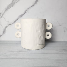 Load image into Gallery viewer, The Leaferie Enora white planter. planter with 4 handles. front view