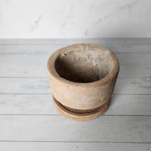 Load image into Gallery viewer, The Leaferie Pascale terracotta pot with tray. 2 sizes. Front view