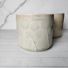Load image into Gallery viewer, The Leaferie Dandelion Flowerpot ceramic plant pot with 2 designs. front view of Design B Maxi size
