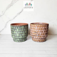 Load image into Gallery viewer, The Leaferie Maxence flowerpot. 2 colours . green and red ceramic pot