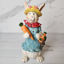 Load image into Gallery viewer, The Leaferie Constantin rabbit set of 2 pieces. made from resin. front view of blue bunny