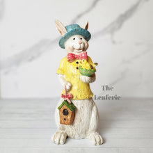 Load image into Gallery viewer, The Leaferie Constantin rabbit set of 2 pieces. made from resin. front view of yellow bunny