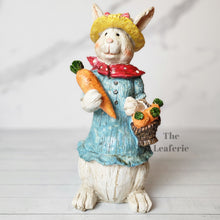 Load image into Gallery viewer, The Leaferie Constantin rabbit set of 2 pieces. made from resin. front view of blue bunny