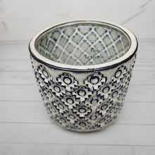 Load image into Gallery viewer, The Leaferie Edmee plant pot blue tint ceramic pot. top view