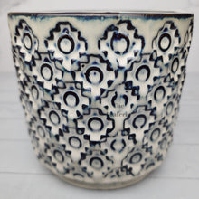 Load image into Gallery viewer, The Leaferie Edmee plant pot blue tint ceramic pot. front view close up