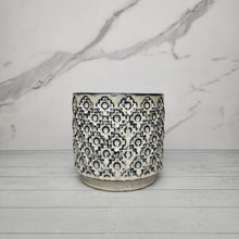 Load image into Gallery viewer, The Leaferie Edmee plant pot blue tint ceramic pot. front view