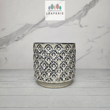 Load image into Gallery viewer, The Leaferie Edmee plant pot blue tint ceramic pot. front view