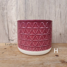 Load image into Gallery viewer, The Leaferie Cossette mini flowerpot 13 designs. front view of Design H