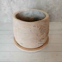 Load image into Gallery viewer, The Leaferie Tillie terracotta pot with matching tray. rugged and aesthetic flowerpot.  Top view