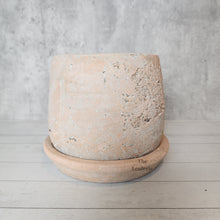 Load image into Gallery viewer, The Leaferie Tillie terracotta pot with matching tray. rugged and aesthetic flowerpot. front view