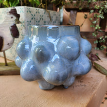Load image into Gallery viewer, The Leaferie ciara plant pot. blue ceramic flowerpot. front view