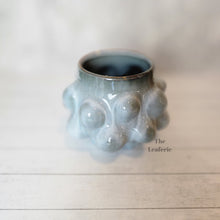 Load image into Gallery viewer, The Leaferie ciara plant pot. blue ceramic flowerpot. top view