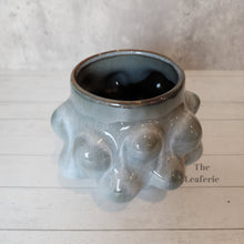 Load image into Gallery viewer, The Leaferie ciara plant pot. blue ceramic flowerpot. top view