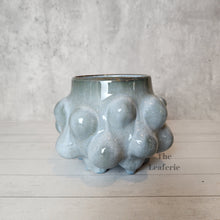 Load image into Gallery viewer, The Leaferie ciara plant pot. blue ceramic flowerpot. front view