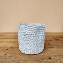Load image into Gallery viewer, The Leaferie Zacharie flowerpot. ceramic red and white pot. white