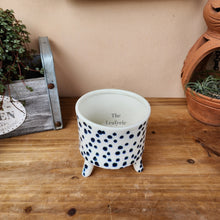 Load image into Gallery viewer, The Leaferie Rosalie mini pot with stand. 4 designs ceramic pot. Polka dot Pot D