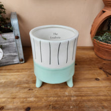 Load image into Gallery viewer, The Leaferie Rosalie mini pot with stand. 4 designs ceramic pot. Green Pot C