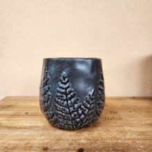 Load image into Gallery viewer, The Leaferie colleen ceramic plant pot. 2 colours black and white planter. front view of design B