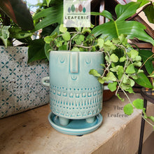 Load image into Gallery viewer, The Leaferie Deidre plant pot with tray. comes in 2 colours . Front view of design A