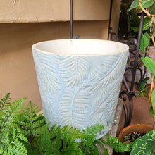 Load image into Gallery viewer, The Leaferie Eilish flowerpot . leaf imprint ceramic planter. front view