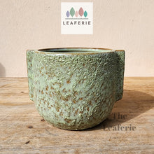 Load image into Gallery viewer, The Leaferie Gwenhael Greenish rough texture planter. ceramic material