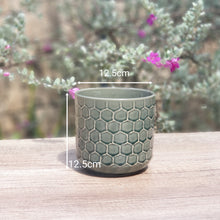 Load image into Gallery viewer, The Leaferie cyrus green plant pot . ceramic planter. front view size