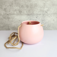 Load image into Gallery viewer, The Leaferie Lyon hanging pot (Series 13). 3 colours pink, white and black. ceramic material. photo shows Pink Maxi
