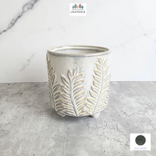 Load image into Gallery viewer, The Leaferie Macon pine leaf pot with leg. ceramic material
