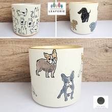 Load image into Gallery viewer, The Leaferie Mocca Flowerpot. dog and cat theme
