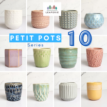 Load image into Gallery viewer, The Leaferie Petit pots Series 10 . 12 designs of ceramic mini pots. view of all 12 designs
