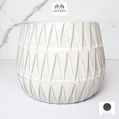 The Leaferie Remes white ceramic flowerpot