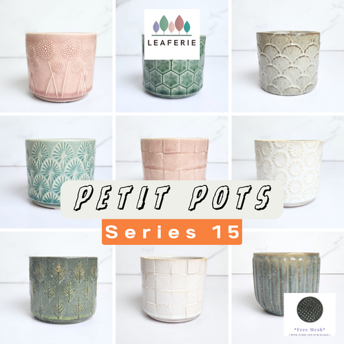 The Leaferie Petit Pots series 15. ceramic small pots. 9 designs