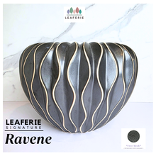 Load image into Gallery viewer, Leaferie signature Ravene Black flowerepot with wavy design. ceramic
