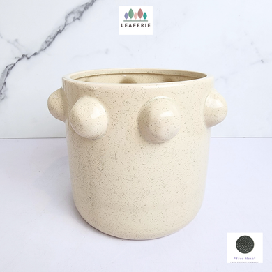 The Leaferie Eden white ceramic pot with studs