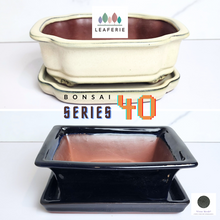Load image into Gallery viewer, The Leaferie Bonsai pot Series 40. comes with matching tray.
