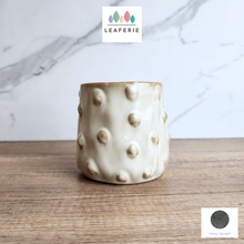 Load image into Gallery viewer, The Leaferie Elpida beige flowerpot with studs. ceramic material
