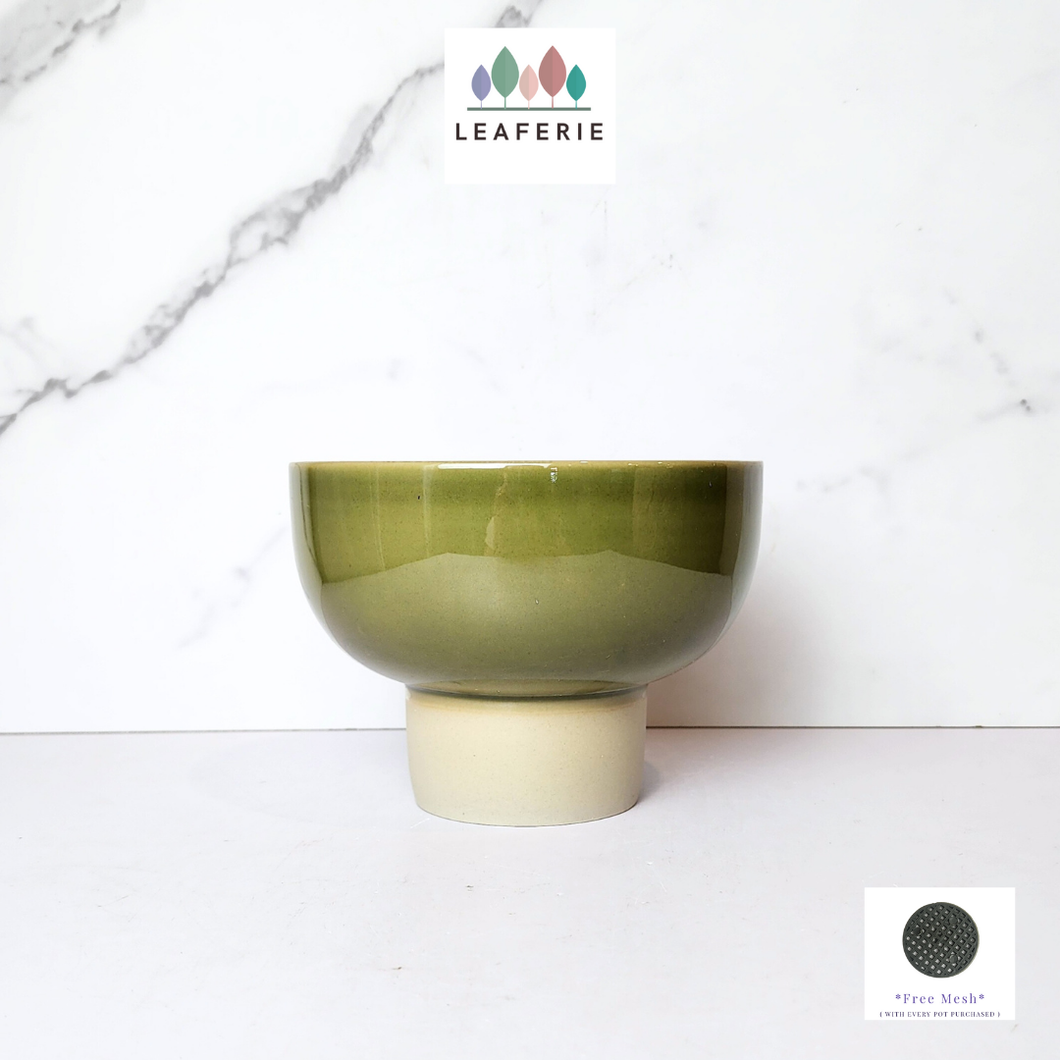 The Leaferie Olive green ceramic pot