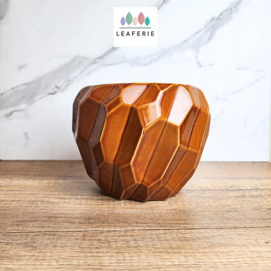 The Leaferie Zuri brown flowerpot .ceramic material