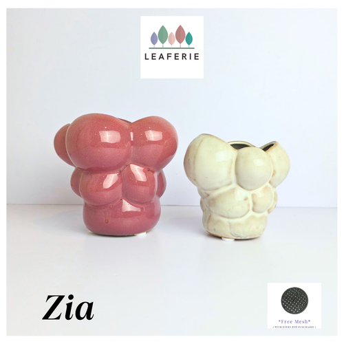 Leaferie Zia  ceramic pot, one pink and one beige, Ceramic material